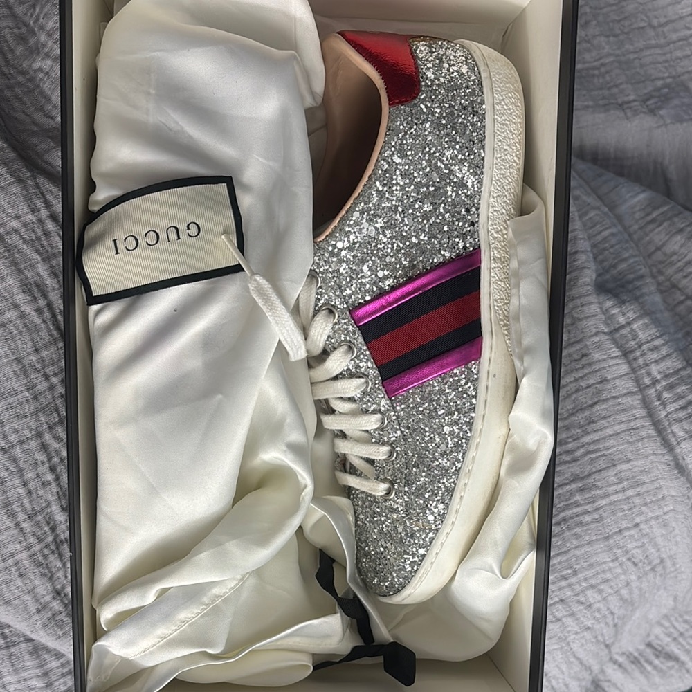 Gucci Women's Silver Glitter Sneakers